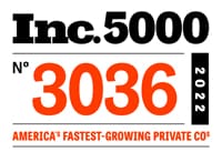 Inc. 5000 logo featuring "No. 3036" in bold orange text with "2022" in vertical black text on the side. Below, the phrase "America's Fastest-Growing Private Companies" is written in red.