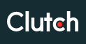 The image shows the word "Clutch" in white text with a red dot inside the letter "u," set against a dark background.