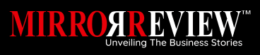 Logo displaying the text "MIRROR REVIEW" in red and white with the tagline "Unveiling The Business Stories" below it on a black background.