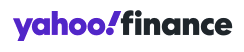 Logo of Yahoo Finance with "yahoo!" in purple and "finance" in black, on a white background.